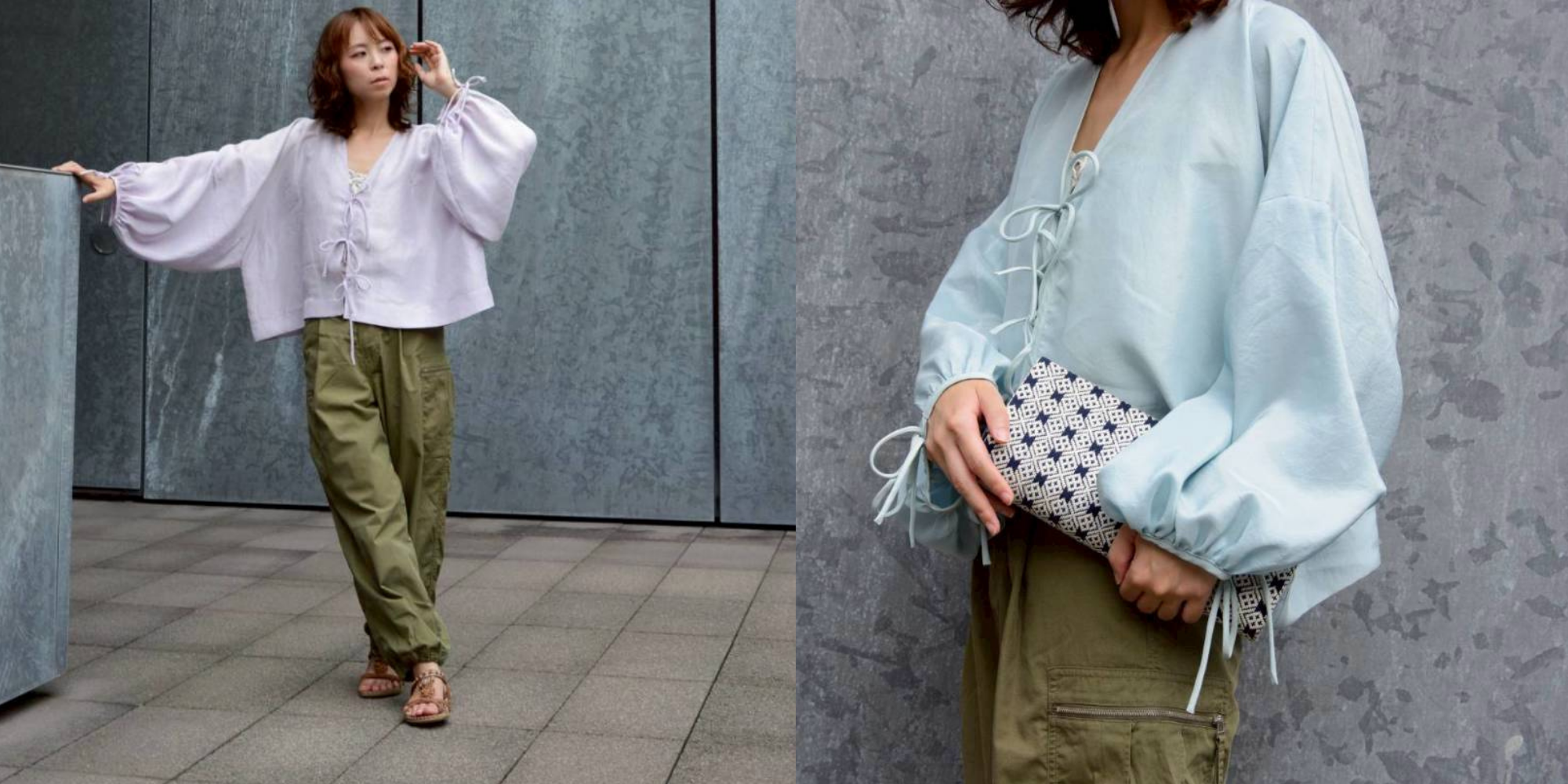 ゼロウェイストリボンブラウス Birgitta Helmersson